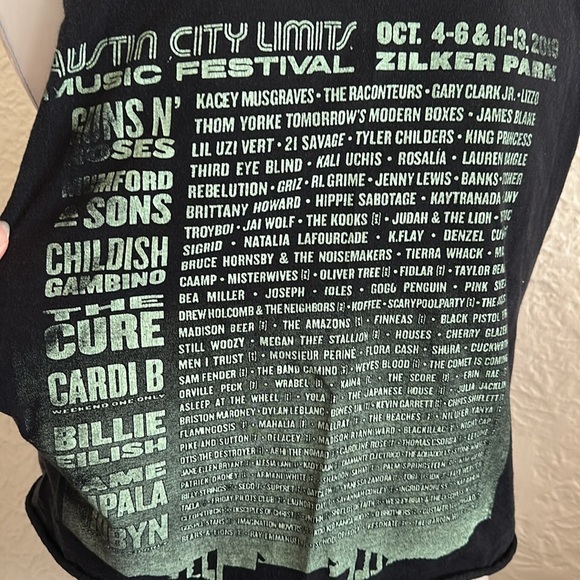 Austin City Limits 2019 Reworked Sleeveless Tee Shirt Billie Eilish Guns n Roses - Picture 5 of 7